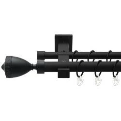 Афіна Дворядний Техно Гладка труба Кільце металеве Чорний оксамит 