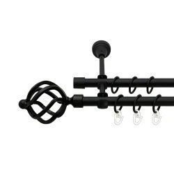 Ажур Дворядний Відкритий Гладка труба Кільце металеве Чорний оксамит 