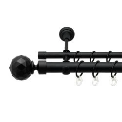 Люміера неро Дворядний Відкритий Гладка труба Кільце металеве Чорний оксамит 