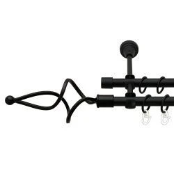 Ажур хвилястий Дворядний Відкритий Гладка труба Кільце металеве Чорний оксамит 