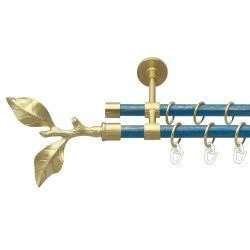 Листок троянди Дворядний Закритий Гладка труба Кільце металеве Золото матове - блакить 